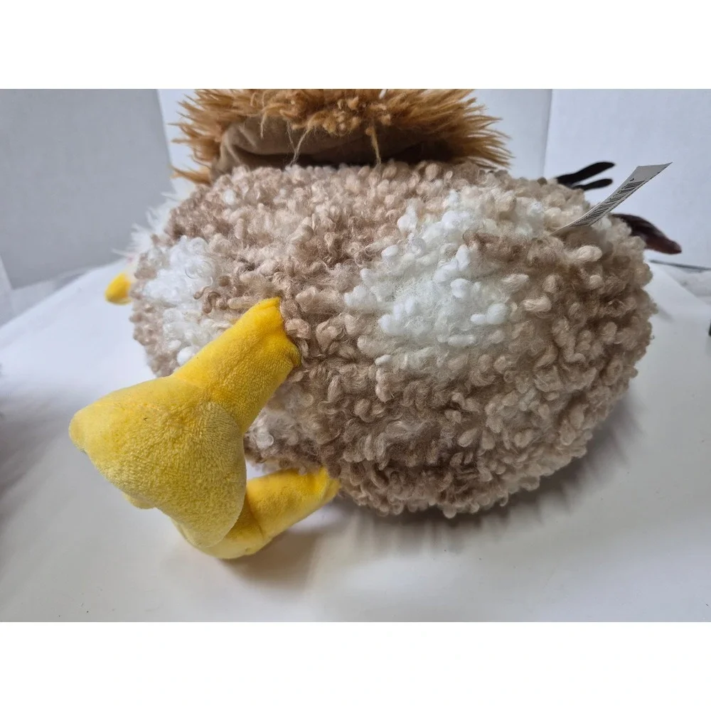 Rooster Chicken Plush Set Grey and Brown Stuffed Animal large 11in Barn Fun Fur